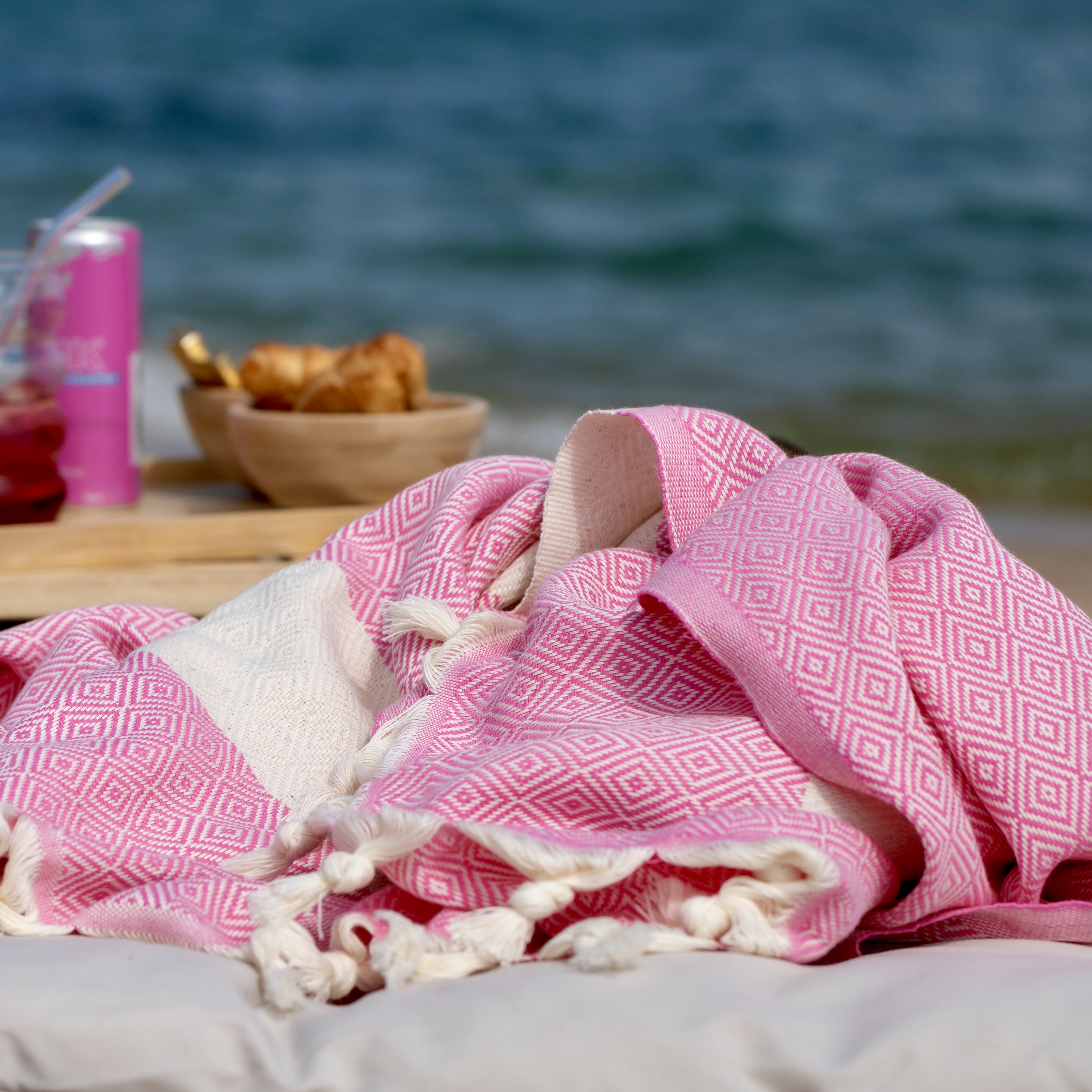 Well-cared-for Turkish towel in Blush Pink — Lucidus peshtemal